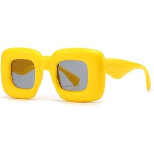 Square Yellow‎ Sunglasses Women's Chunky Frame Fashion Trendy Bold Statement New